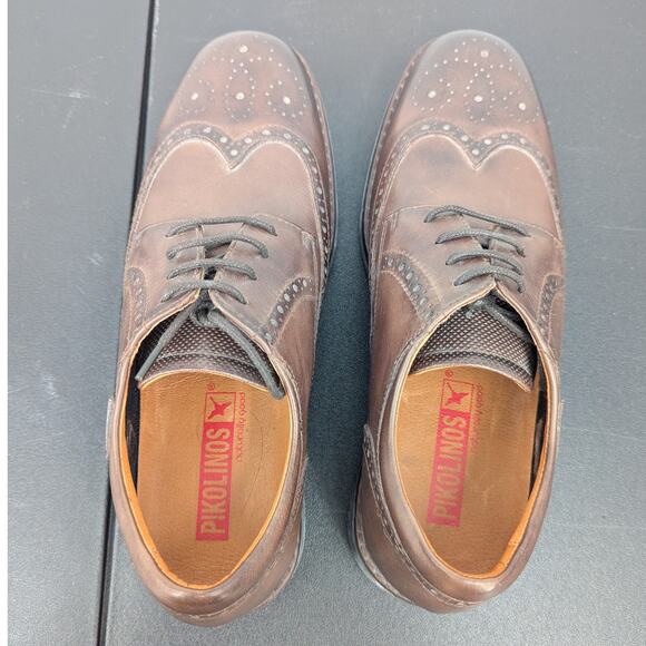 Pikolinos Brown Leather Wingtip Oxford Shoes Men’s 40 Lace-Up Comfort Timeless - Picture 5 of 10